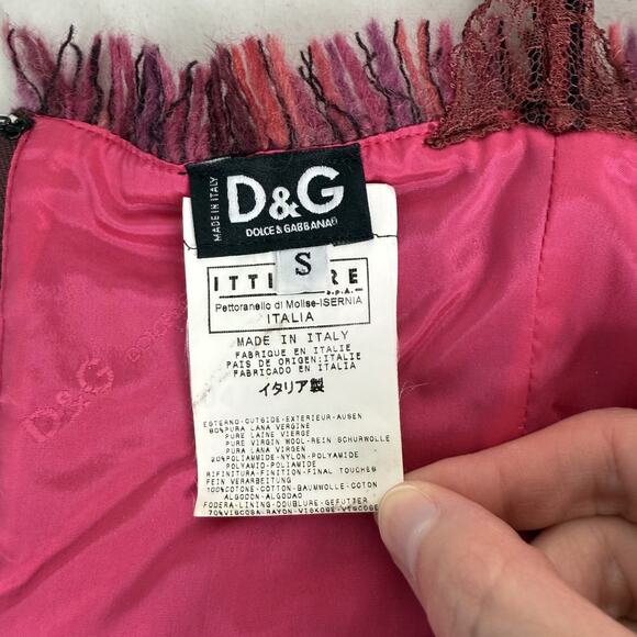 D&G Dolce & Gabbana Bustier Corset Top Wool Pink Multi-Color Tweed Flower Sz S - Picture 10 of 16